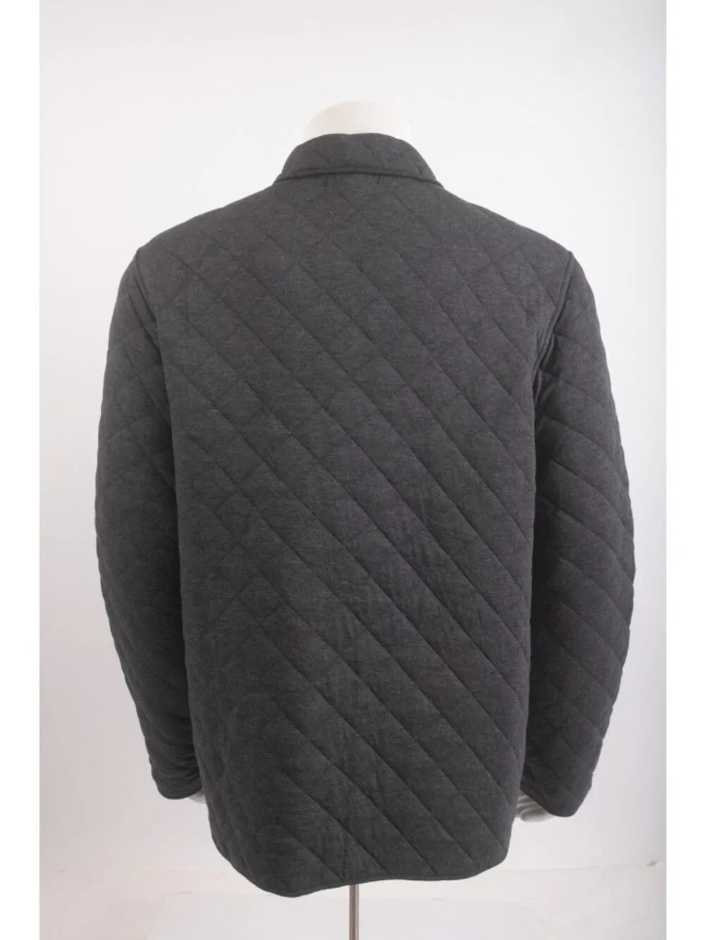 Banana Republic Mens Jacket Quilted Full Zip Size XL Gray Diamond Stitch NWT